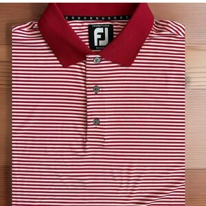 FootJoy ProDry Lisle Mens Golf Polo Shirt Large Red White Stripe